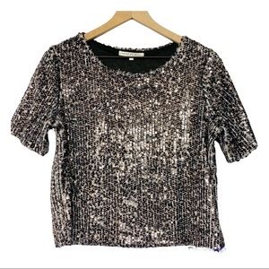 Search for Sanity sequin black & white night out top L